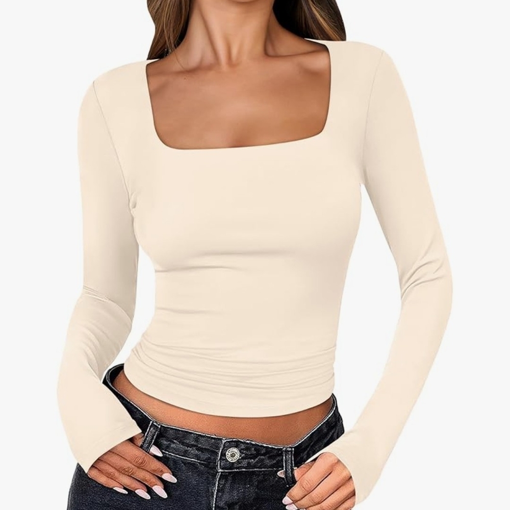 Elegant Cream Long Sleeve Top
